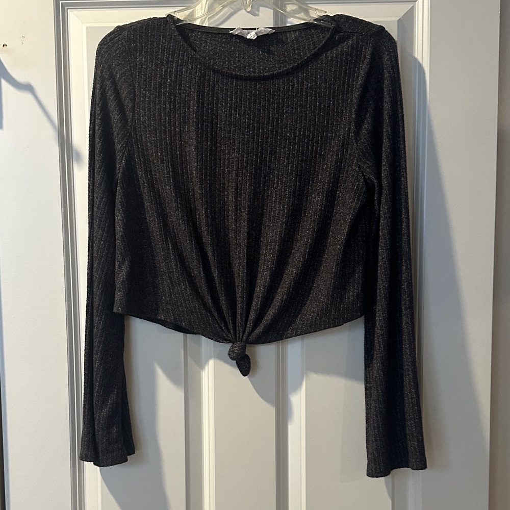 Hippie Rose Black Long Sleeve Knotted Tee